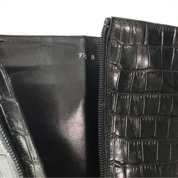 COUP D’ETAT Black Crock Print Leather High Heel Boots Size 9.5B - Picture 6 of 11